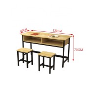 wholesale modern school furniture two-seater desk table with metal frame