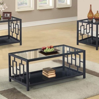 High Quality Living Room Furniture  Classical Style Living Room Center Table Design Metal Structure Glass Table Coffee Table