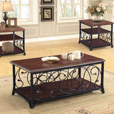 Hot Sale Living Room Furniture  Cheap Living Room Center Table Design Metal Structure Wooden  Chinese Coffee Table