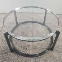 New Design Round Coffee/Tea Table With Thick Table Top and Smoky Gray Metal Base